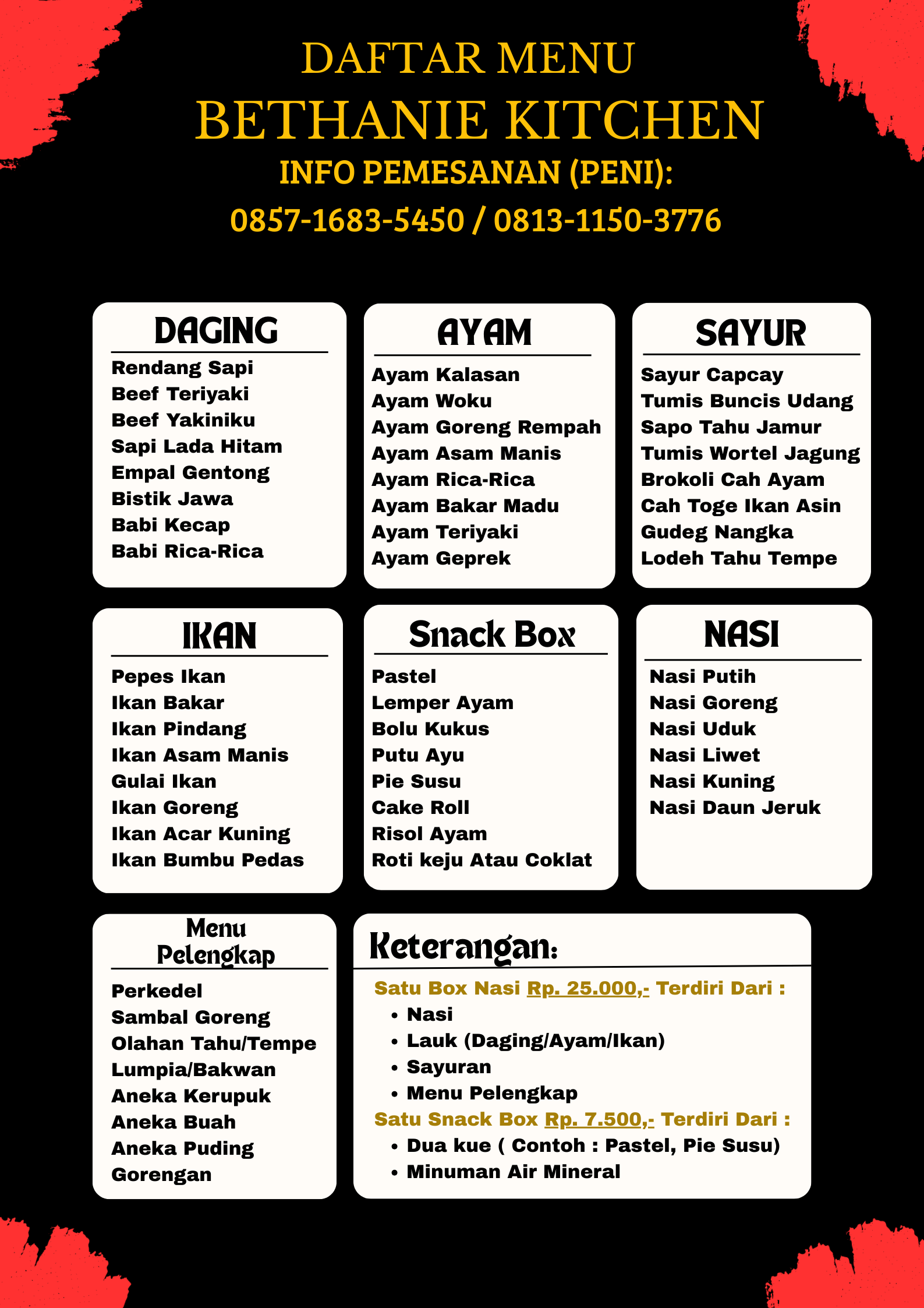 DAFTAR MENU BETHANIE KITCHEN