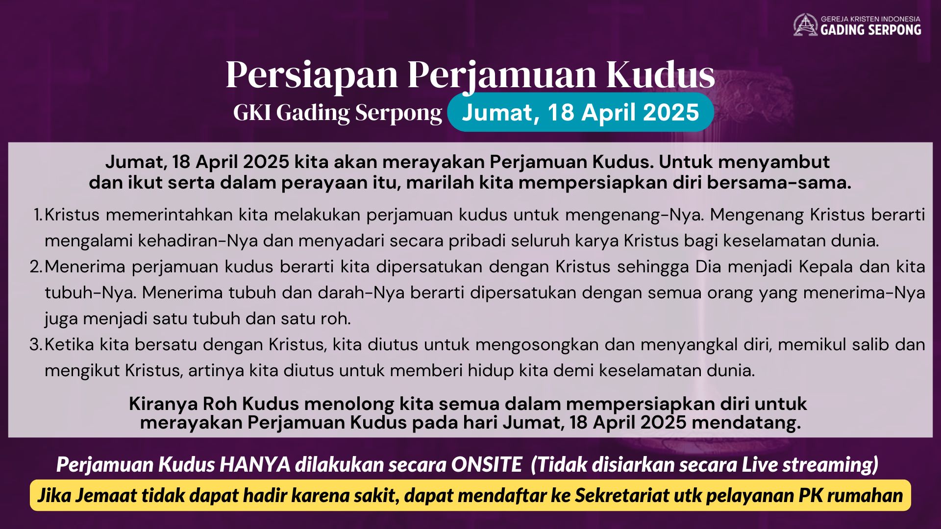 Info Perjamuan Kudus 18 April 2025