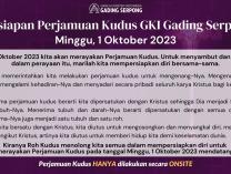 Persiapan Perjamuan Kudus Minggu, 1 Oktober 2023