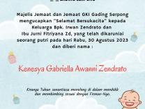 Berita Sukacita Kelahiran Minggu, 24 September 2023