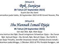 Berita Dukacita 1 Oktober 2023