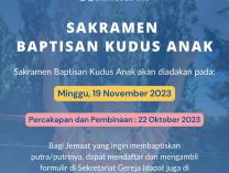 Sakramen Baptisan Kudus Anak 19 November 2023