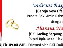 Kebaktian Peneguhan dan Pemberkatan Pernikahan | 27 April 2024